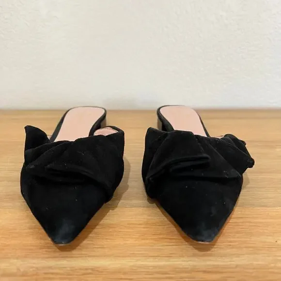 Kate Spade Faryn Black Suede Slip On Ruffle Mules Size 7.5 - Picture 4 of 15